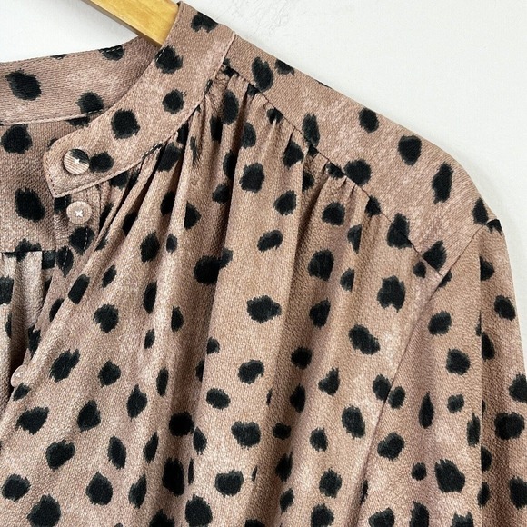 La Vie Rebecca Taylor Long Sleeve Cherise Mini Dress. Size M Brown Black - Picture 4 of 16